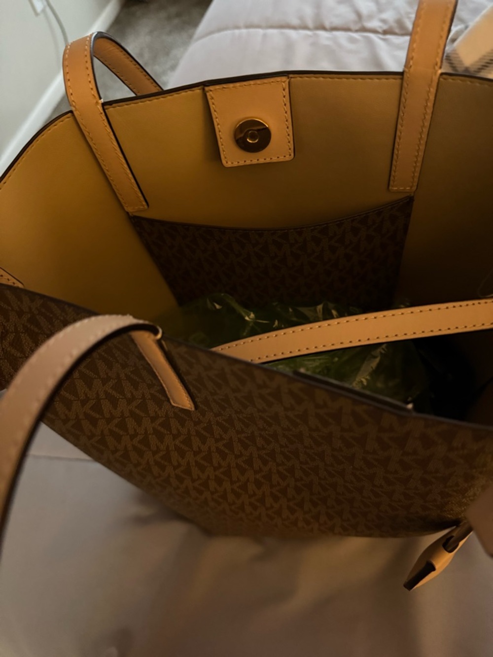 Michael Kors Olive and Tan Tote Bag - Picture 4 of 5